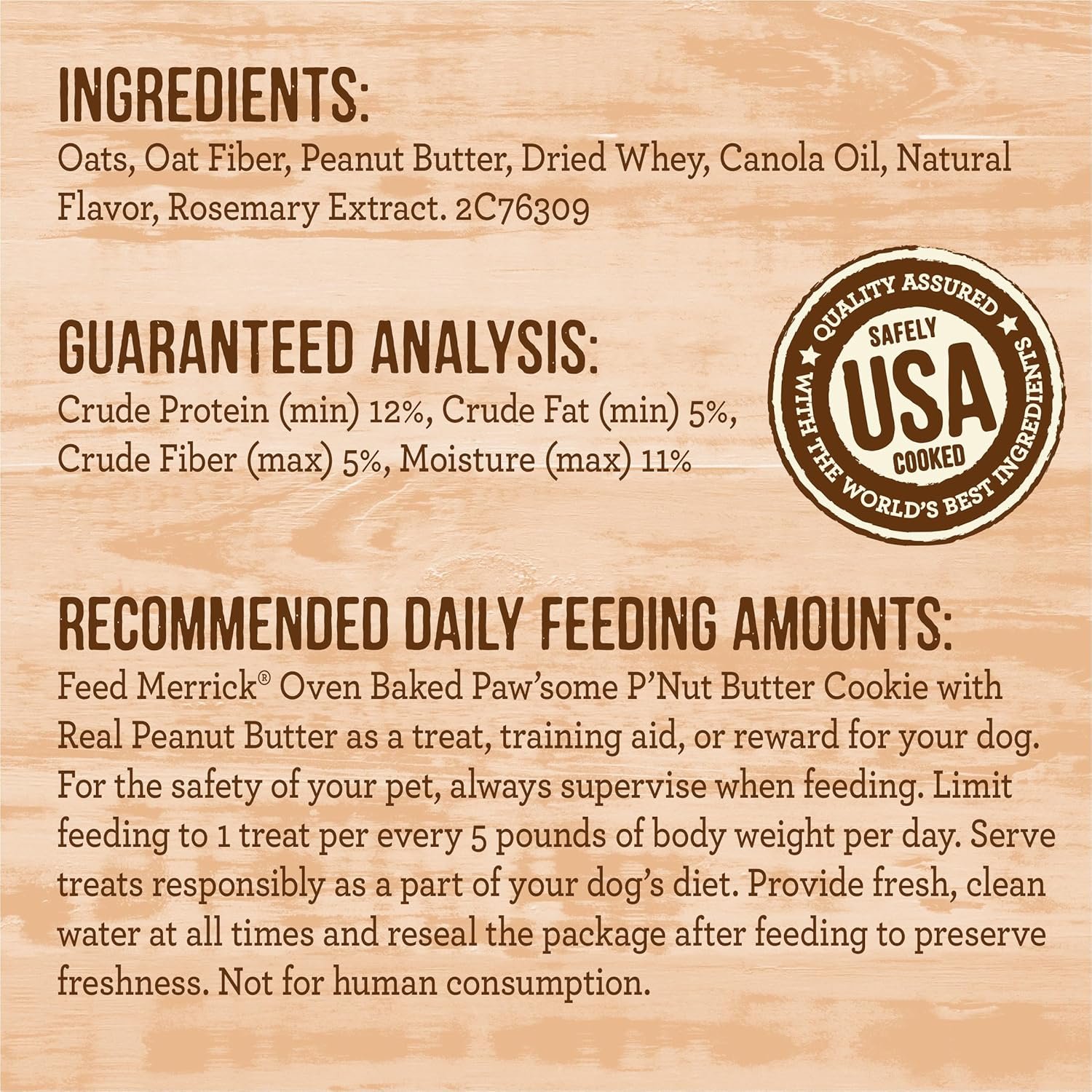 Merrick Oven Baked Dog Treats, Natural Cookies For Dogs, Paw’some P’nut Butter Cookie With Real Peanut Butter - 11 oz. Bag - Image 5