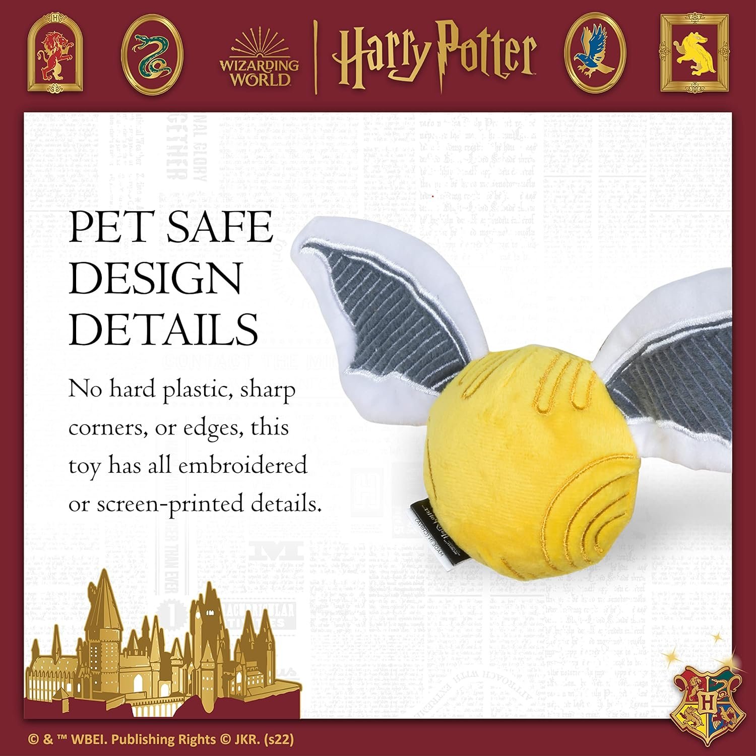 Harry Potter Snitch Pet Squeaker Toy | Dog Toy Snitch Squeaker Ball | Quidditch Inspired Dog Toy for Pets | Crinkle Dog Toy, Dog Ball Toys, Squeaky Ball for Dogs, 10 inch - Image 4