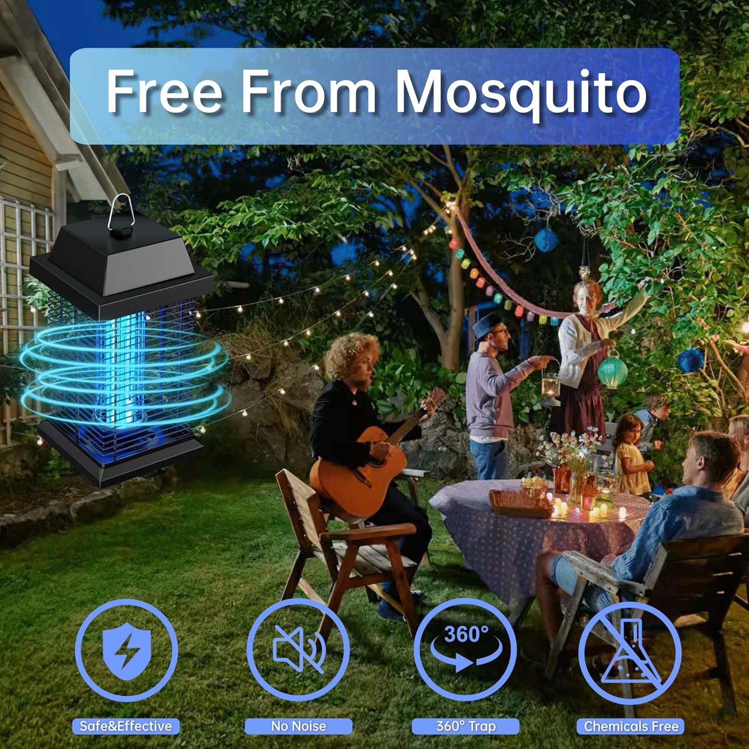 WVV Bug Zapper, 4200V Electric Mosquito Zappers Killer ,Electronic Light Bulb Lamp for Outdoor and Indoor (Metal A) - Image 6