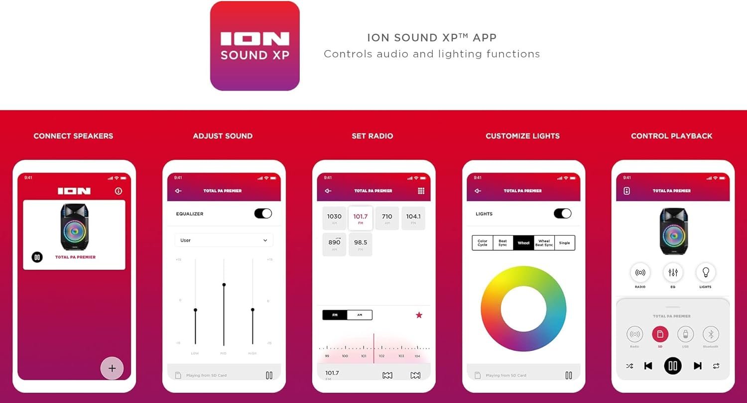 Ion Audio Total PA Premier High Power Bluetooth PA System with Lights (Renewed) - Image 9