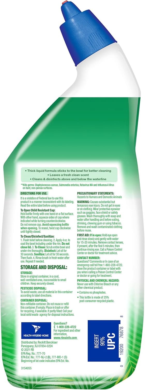 Lysol Toilet Bowl Cleaner Gel, For Cleaning and Disinfecting, Stain Removal, Forest Rain Scent, 24oz - Image 3