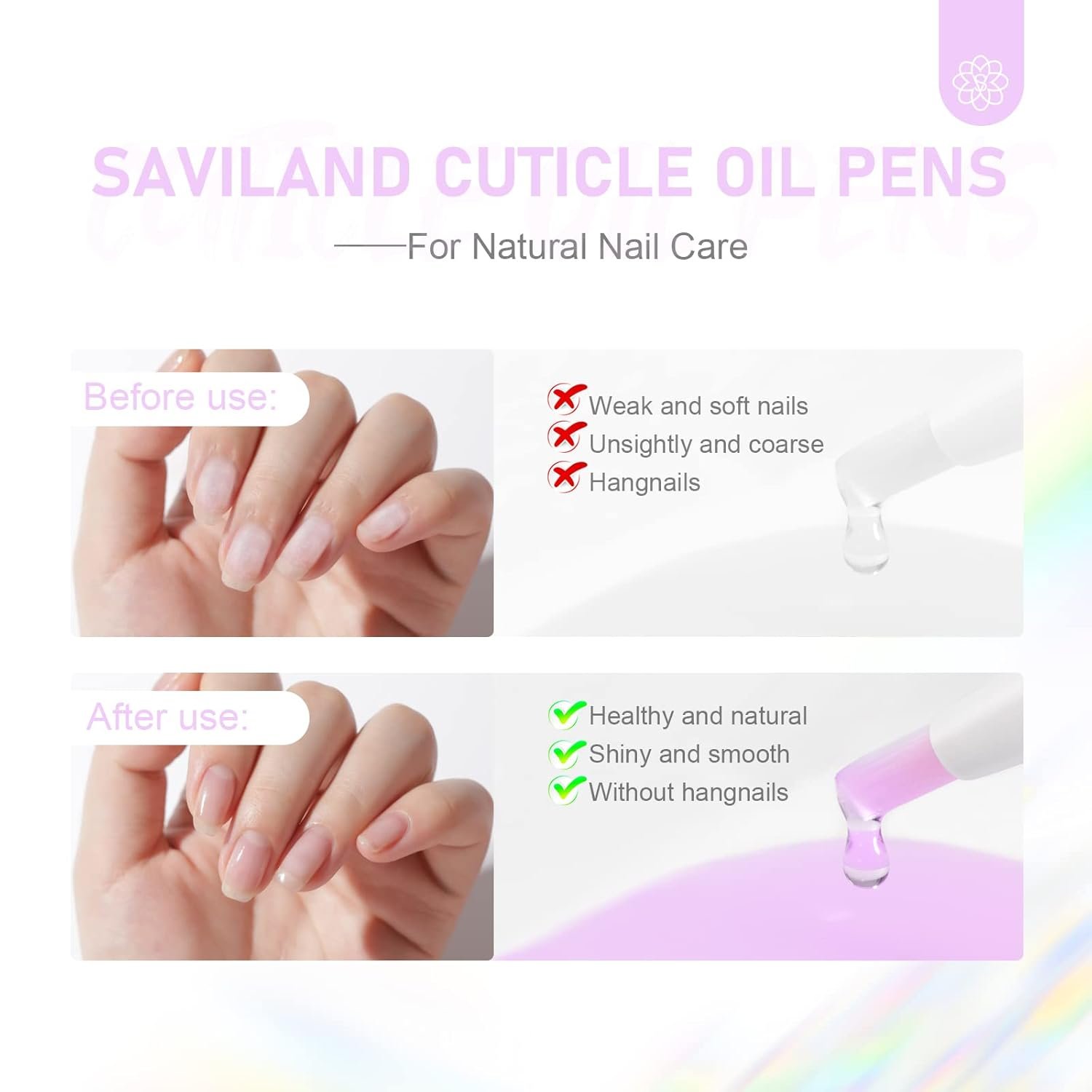 SAVILAND Natural Cuticle Oil Pen: 12PCS Revitalizing Cuticle Oil for Nails with Vitamin E For Repair Cuticles Overnight Cuticle Softener Nail Strengthener Protector for Damaged Skin Thin Nail - Image 4