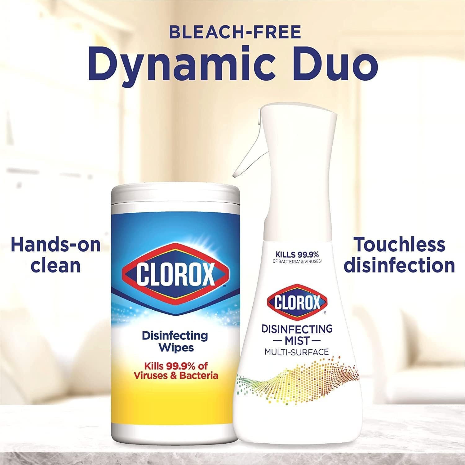 Clorox Cleaning Bundle Disinfecting Mist Lemon & Orange Blossom Scent (1 Spray Bottle & 1 Refill, 16 Fl Oz Each) Disinfecting Wipes, Moisture Seal Lid Fresh Scent (3-Pack, 75ct Each) - Image 3