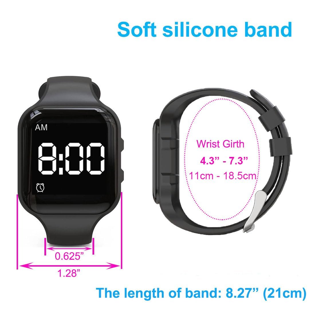 Vibrating Alarm Watch Waterproof Wake Up Watch Silent Medical Reminder Watch - with Timer and 15 Daily Alarms (White) - Image 3