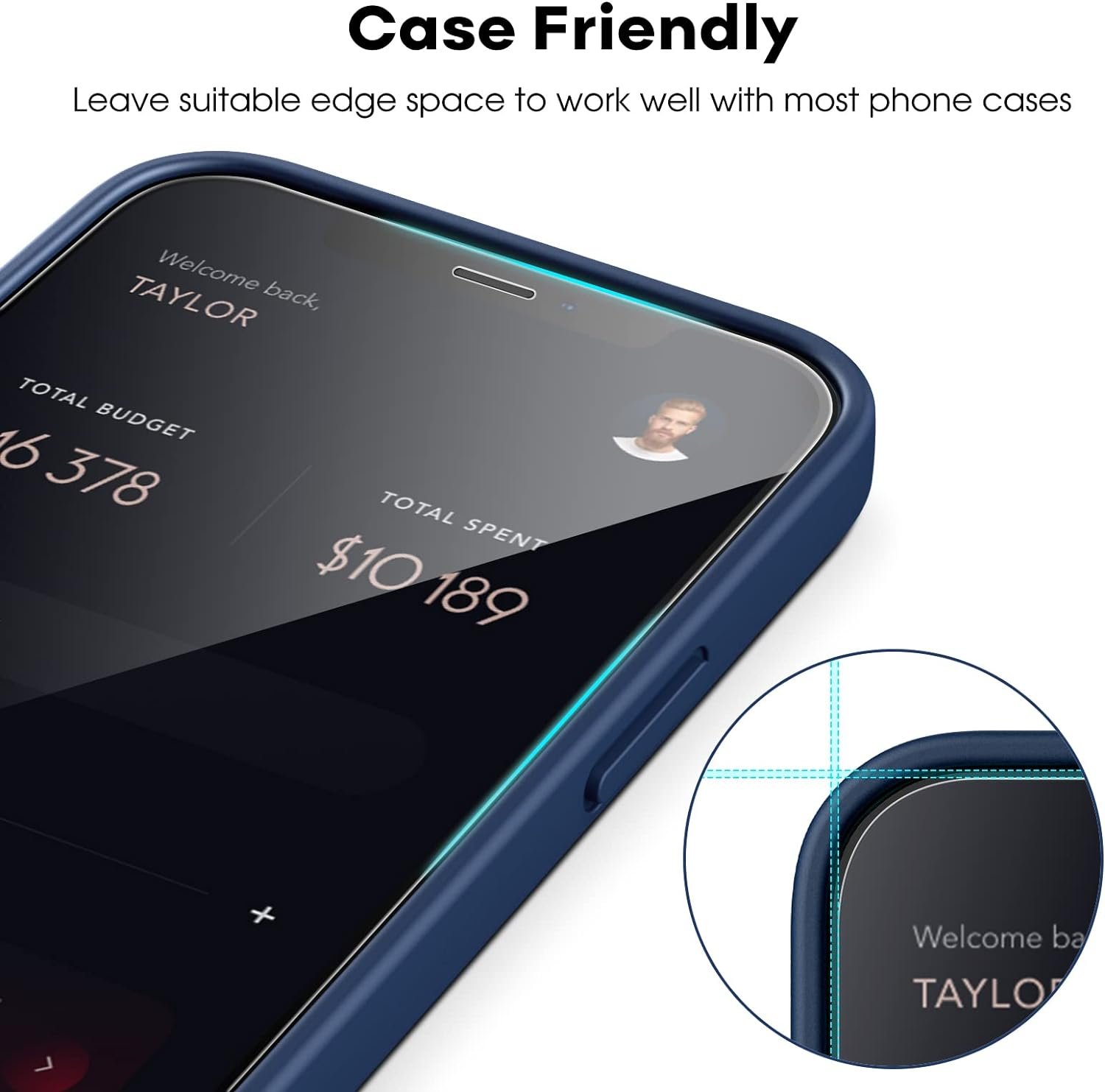 JETech Full Coverage Screen Protector for iPhone 12/12 Pro 6.1-Inch, Tempered Glass Film with Easy Installation Tool, Case-Friendly, HD Clear, 3-Pack - Image 8