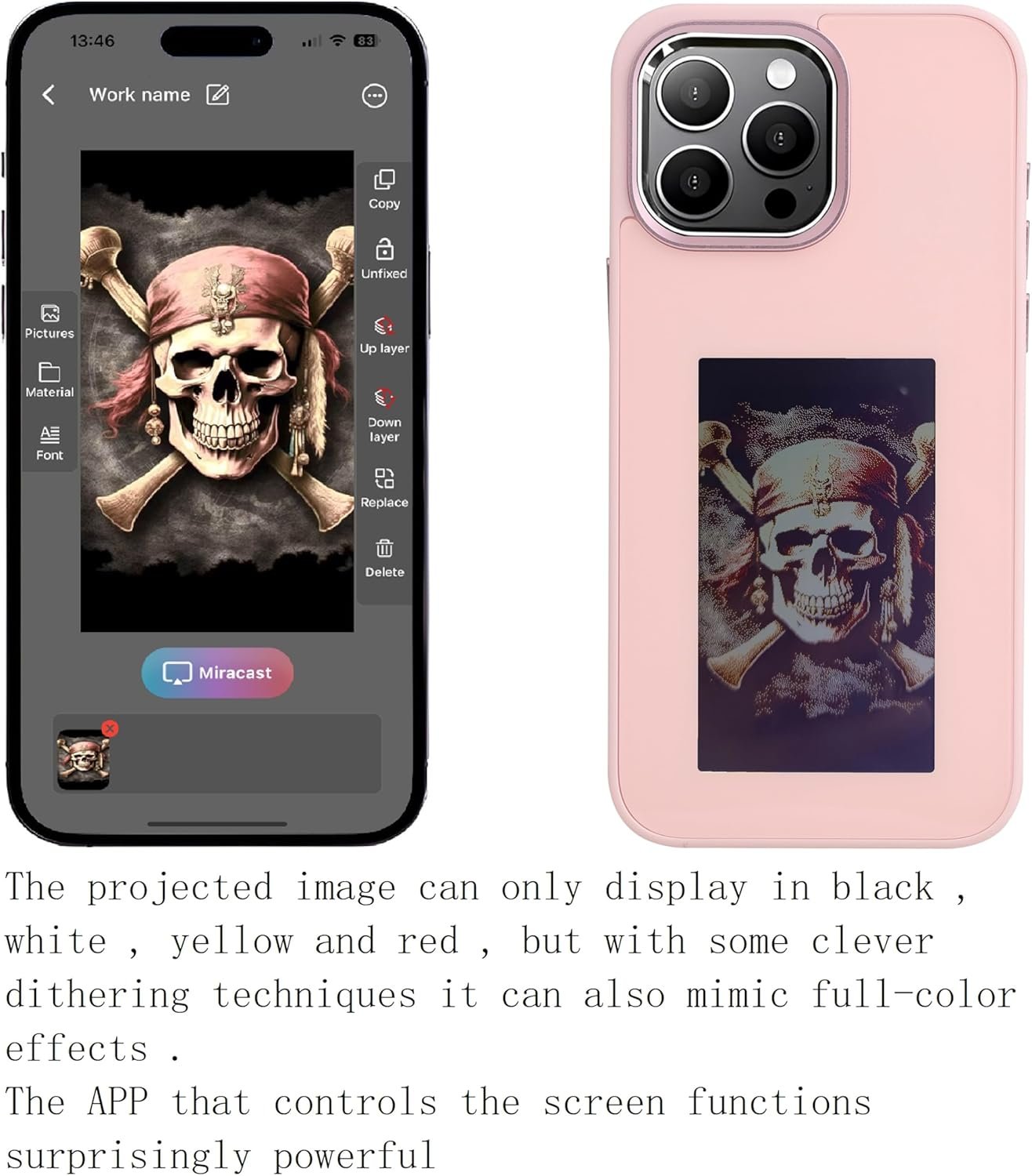 DIY E-Ink Phone Case for iPhone 14 Pro Max APP Operation Smart Photo Rear Projection Customiza Phone Case Instantly Display Photos On The Ink Screen Back Cover Personalize Your Phone case (Pink) - Image 5