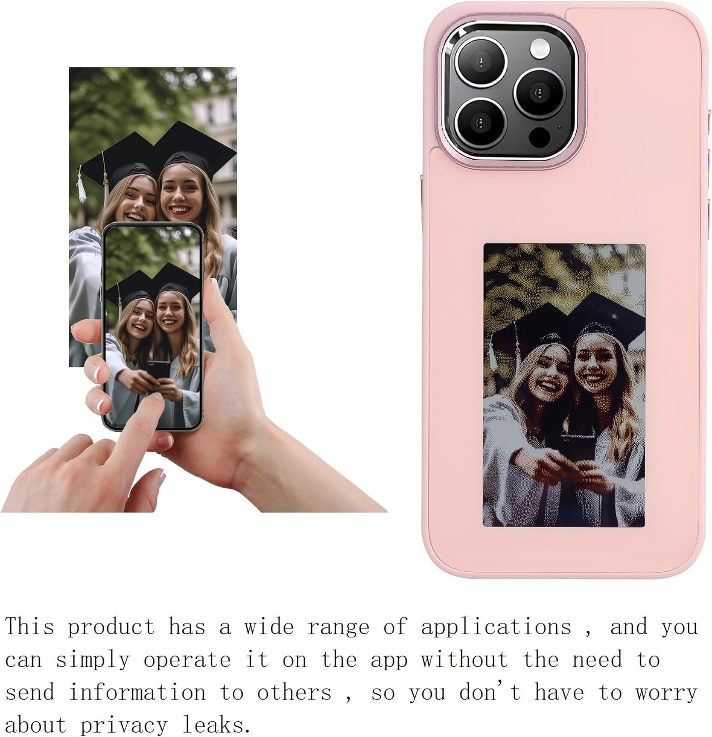 DIY E-Ink Phone Case for iPhone 14 Pro Max APP Operation Smart Photo Rear Projection Customiza Phone Case Instantly Display Photos On The Ink Screen Back Cover Personalize Your Phone case (Pink) - Image 6