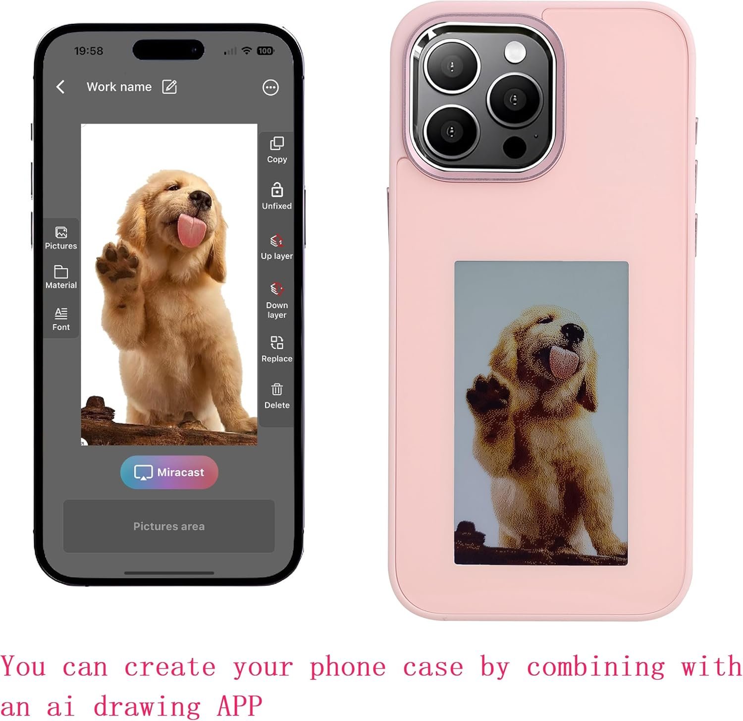 DIY E-Ink Phone Case for iPhone 14 Pro Max APP Operation Smart Photo Rear Projection Customiza Phone Case Instantly Display Photos On The Ink Screen Back Cover Personalize Your Phone case (Pink) - Image 8
