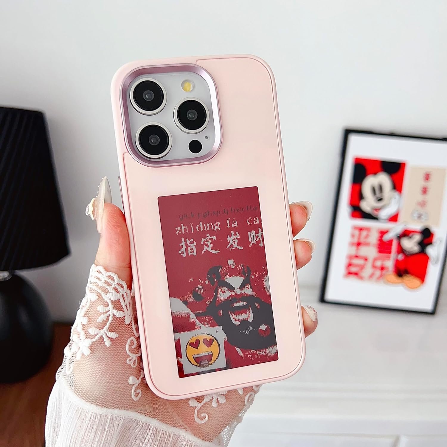 DIY E-Ink Phone Case for iPhone 14 Pro Max APP Operation Smart Photo Rear Projection Customiza Phone Case Instantly Display Photos On The Ink Screen Back Cover Personalize Your Phone case (Pink) - Image 9