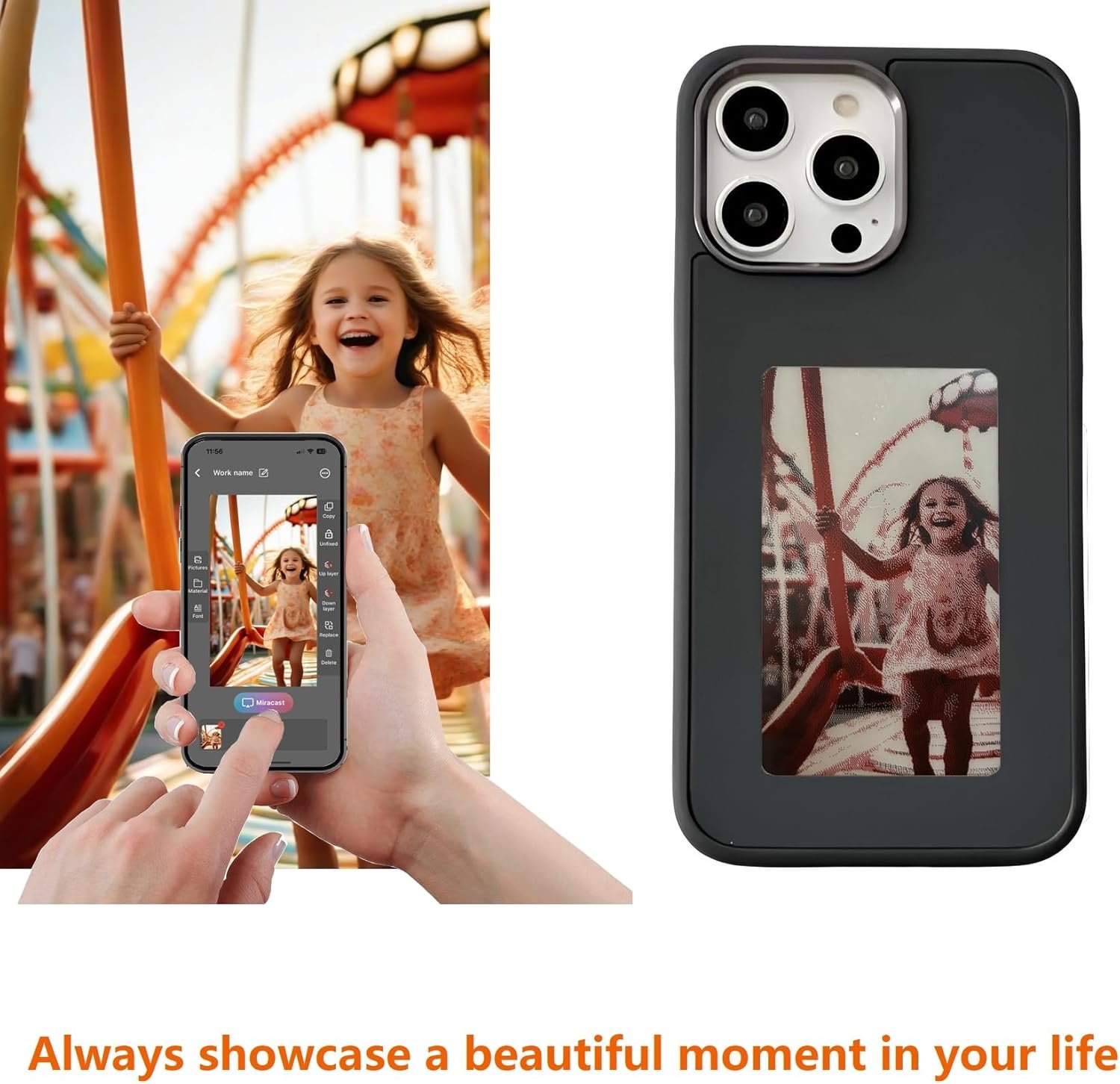 𝐃𝐈𝐘 𝐄-𝐈𝐧𝐤 Phone Case Smart Phone Case Rear Projection Ink Case Customizable Instantly Display Photo Phone Case Personalize Ink Phone Case Back Cover (Black, iPhone 14 PRO) - Image 6