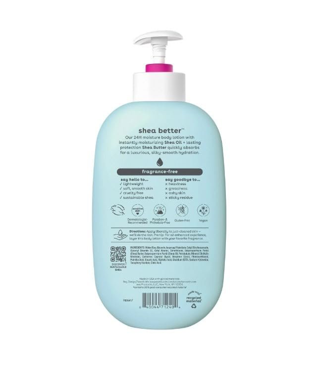 e𝗈s Shea Better Body Lotion for Dry Skin- Fragrance-Free, Made for Sensitive Skin, 16 fl oz, 1 Pack - Image 8