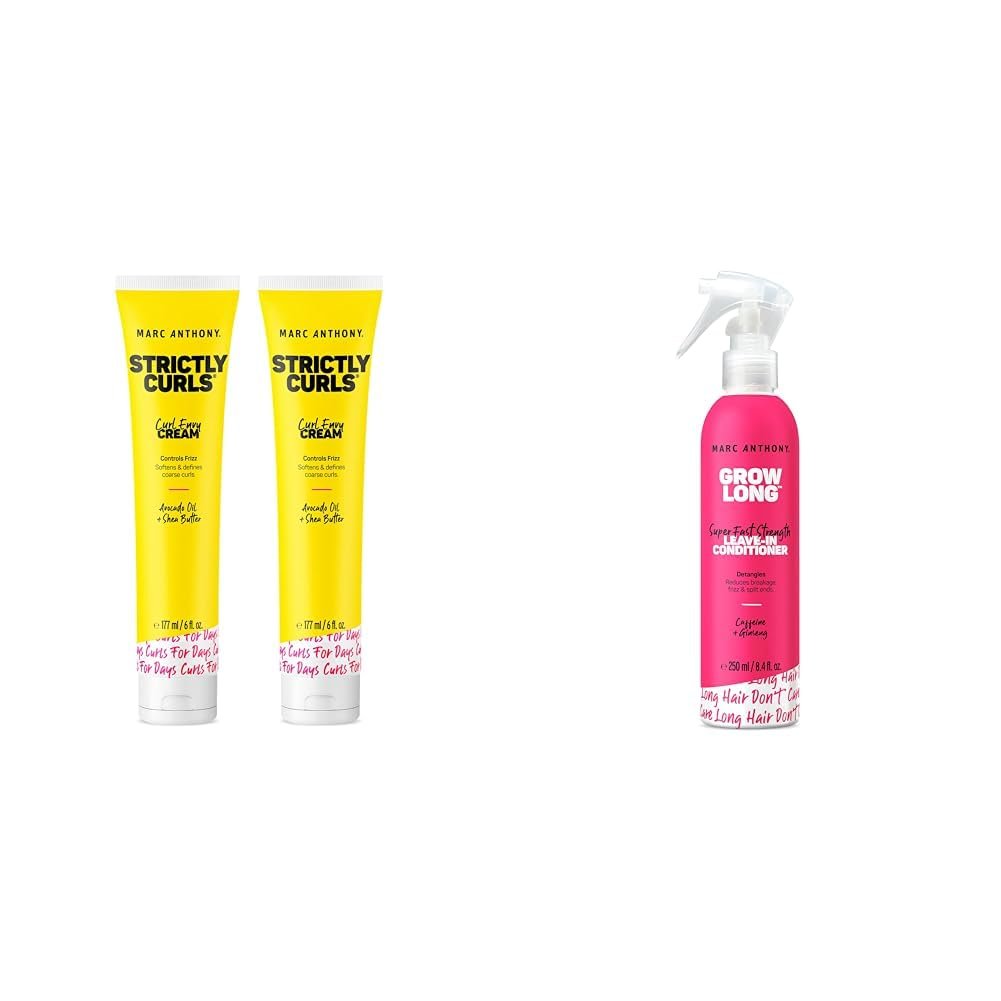 Marc Anthony Curl Cream with Shea Butter & Oils Defines & Softens Curly & Wavy Hair & Leave-In Conditioner Spray & Detangler, Grow Long Biotin - Anti-Frizz Deep Conditioner - Image 2