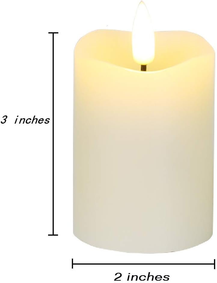 Eywamage Timer Flameless Votive Candles 2 inch x 3 inch , Flickering Small LED Pillar Candles Batteries Included, Ivory Christmas Home Decor 6 Pack with 5 hours timer - Image 4