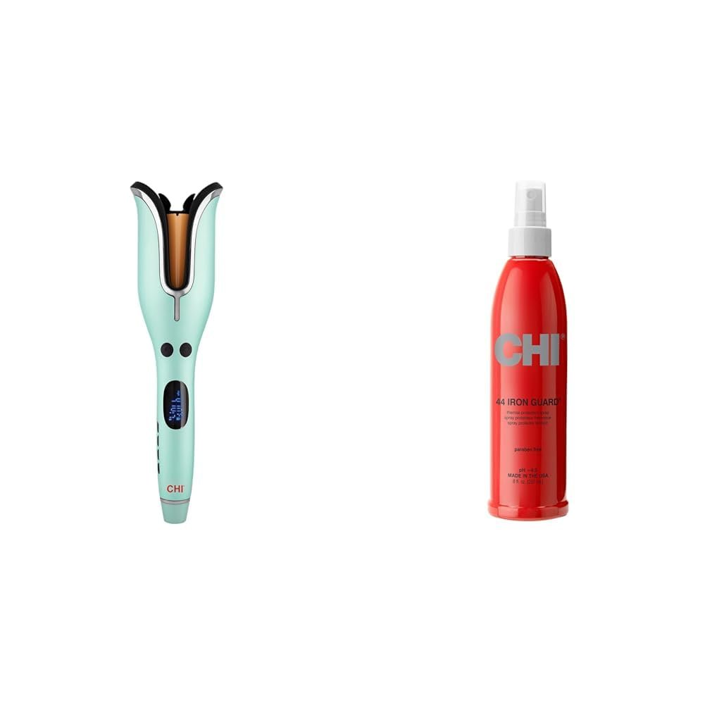 CHI Spin N Curl Special Edition - Mint Green. Ideal for Shoulder-Length Hair between 6-16” inches. & 44 Iron Guard Thermal Protection Spray, Clear, 8 Fl Oz - Image 2