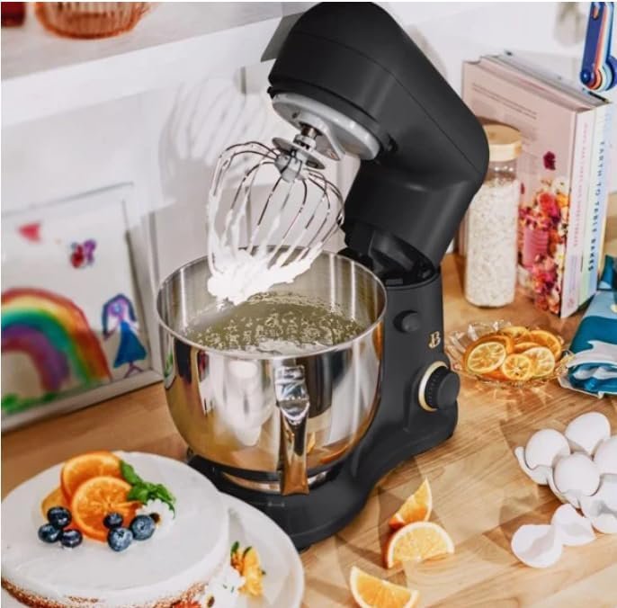 Generic Beautiful 5.3 Qt Stand Mixer, Lightweight & Powerful with Tilt-Head, Powerful 300-watt mixing system & 12 optimal speed settings White Icing by Drew Barrymore (Black Sesame) - Image 8