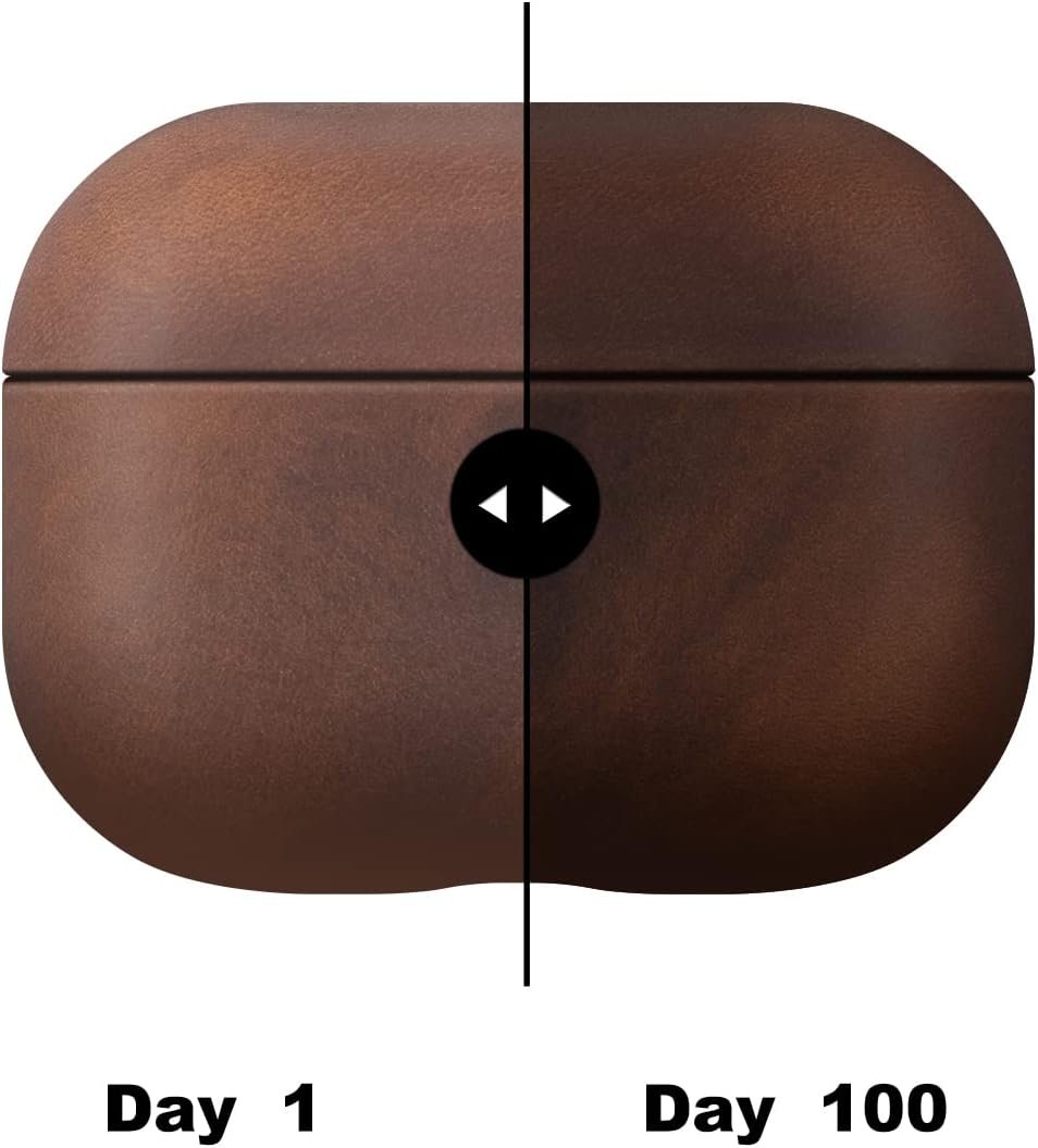 MAOGOAM for AirPods Pro 2nd Generation Leather Case Cover with Button, Genuine Oil Wax Crazy Horse Cowhide Leather Case for Airpods Pro 2, Indiana-Jones Style, The Front LED Visible,Dark Brown - Image 7