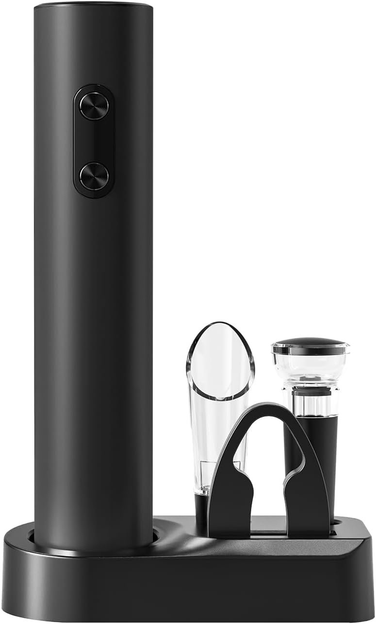 Electric Wine Opener Set, Battery Operated Wine Bottle Opener with Storage Base, Wine Corkscrew Remover, Automatic Wine Opener Accessories for Home Bars(Black, 4 x AA Batteries Not Included) - Image 2