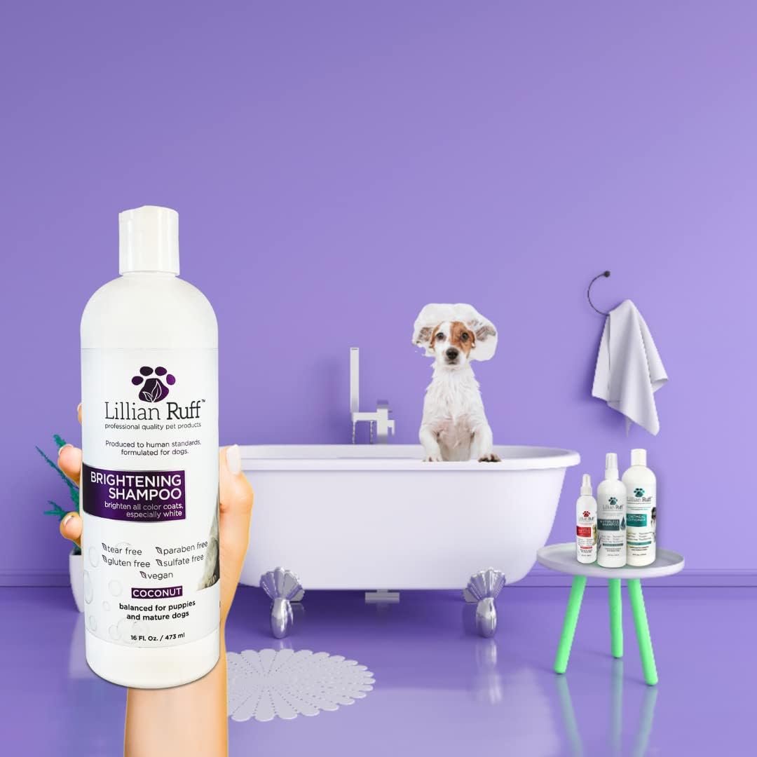 Lillian Ruff Ultra-Brightening Professional Whitening Shampoo for Dogs with Aloe & Coconut Oil for Dry Skin & Itch Relief - pH-Balanced Dog Whitening Shampoo Remove Stains, Yellowing, & Odor (16oz) - Image 6