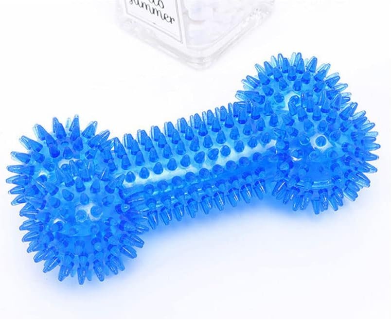 Dog Squeaky Bone Chew Toy for Aggressive Chewers, Durable Dog Rubber Bone Toy Dogs Teeth Cleaning and Training (Blue) - Image 4