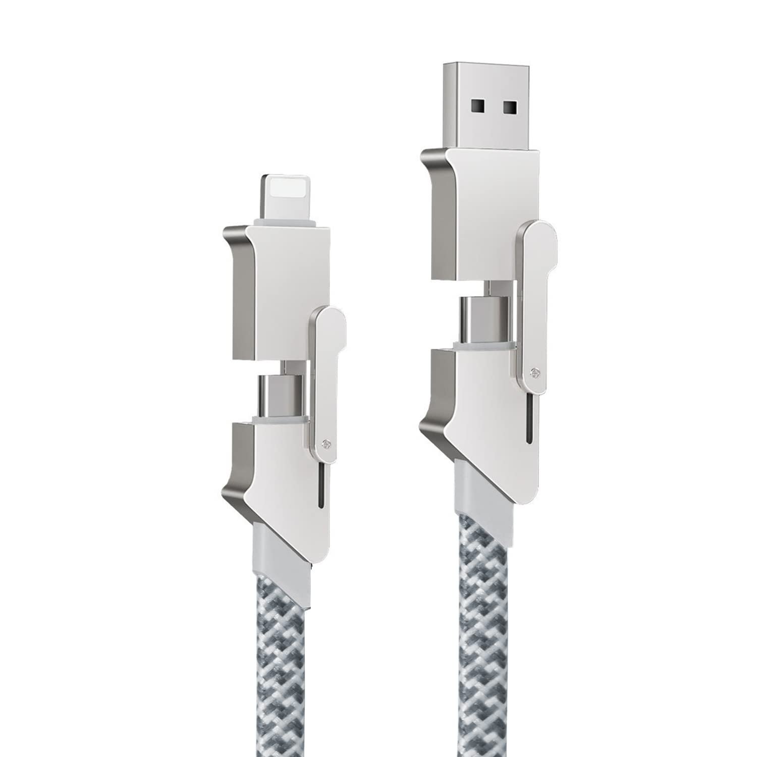 Adhiper 4 in 1 USB C Charging Cable,60W/3A 3.3FT Fast Charging Cable,Multi Charger Cord for Samsung Galaxy S23/S22/S21 & iPhone 15/14/13 Series,Multi Cable for Lighting/USB C/USB A(Light Gray) - Image 2