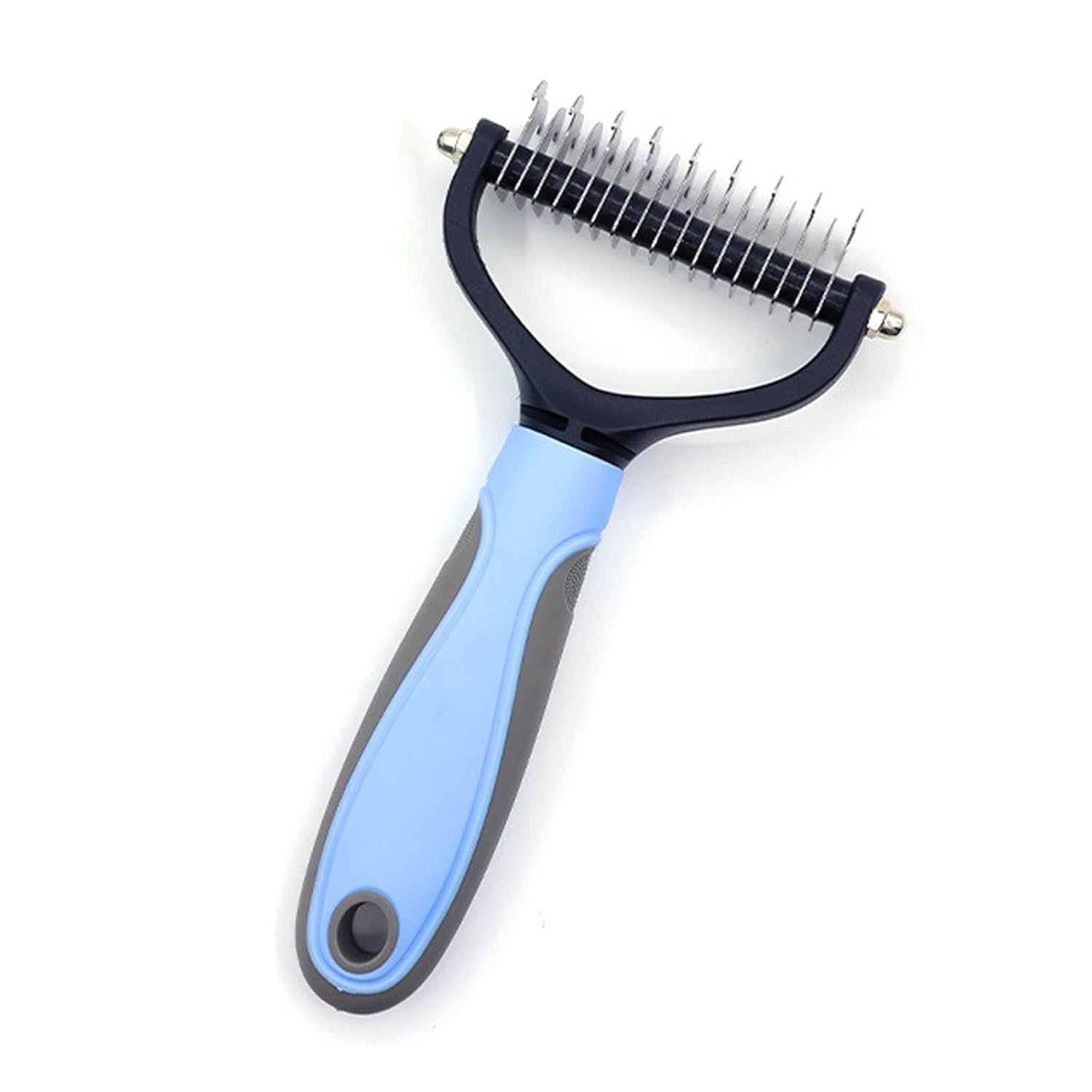 Pet Hair Removal Comb, Double-Sided Undercoat Rake for Dogs & Cats - Shedding Comb and Dematting Tool for Grooming, Deshedding Brush Dogs Shedding Tool for Long matted Haired Pets, Blue - Image 2