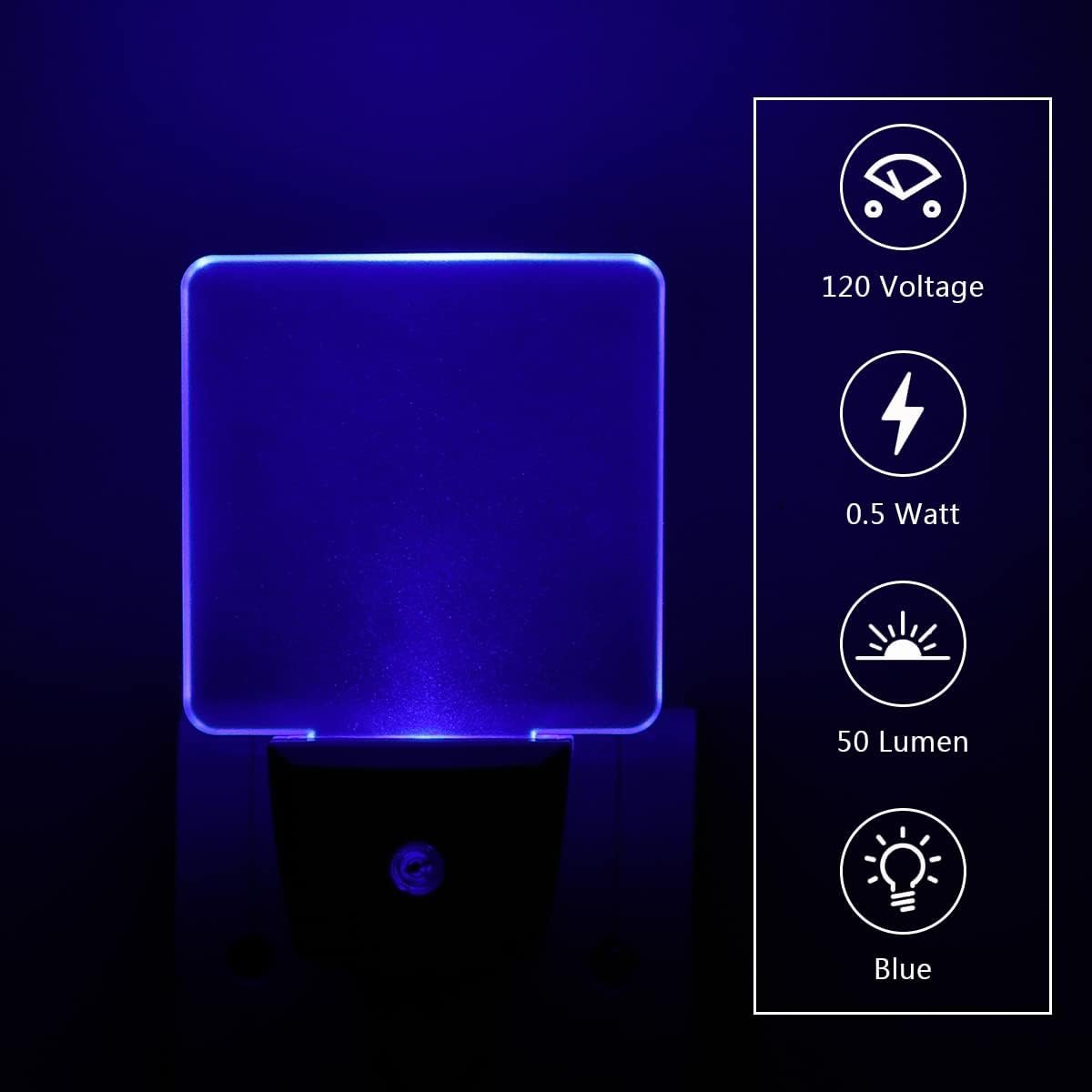 KINUR Blue Night Light,2 Pack LED Night Lights Plug into Wall with Dusk to Dawn sensors, Plug in Night Lights for Kids Room, Bedroom, Bathroom, Baby Nursery,Stair Lights, Hallway Light - Image 4