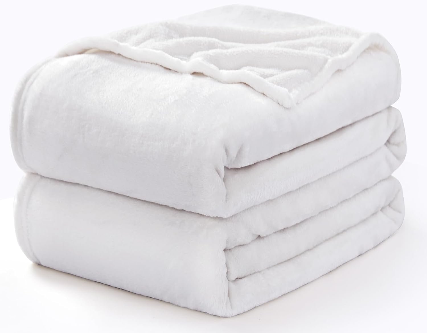 CozyLux Fleece Bed Blankets Queen Size White - 300GSM Soft Lightweight Cozy Plush Fuzzy Microfiber Flannel Blanket for Travel Camping Chair and Sofa, 90x90 inches - Image 2