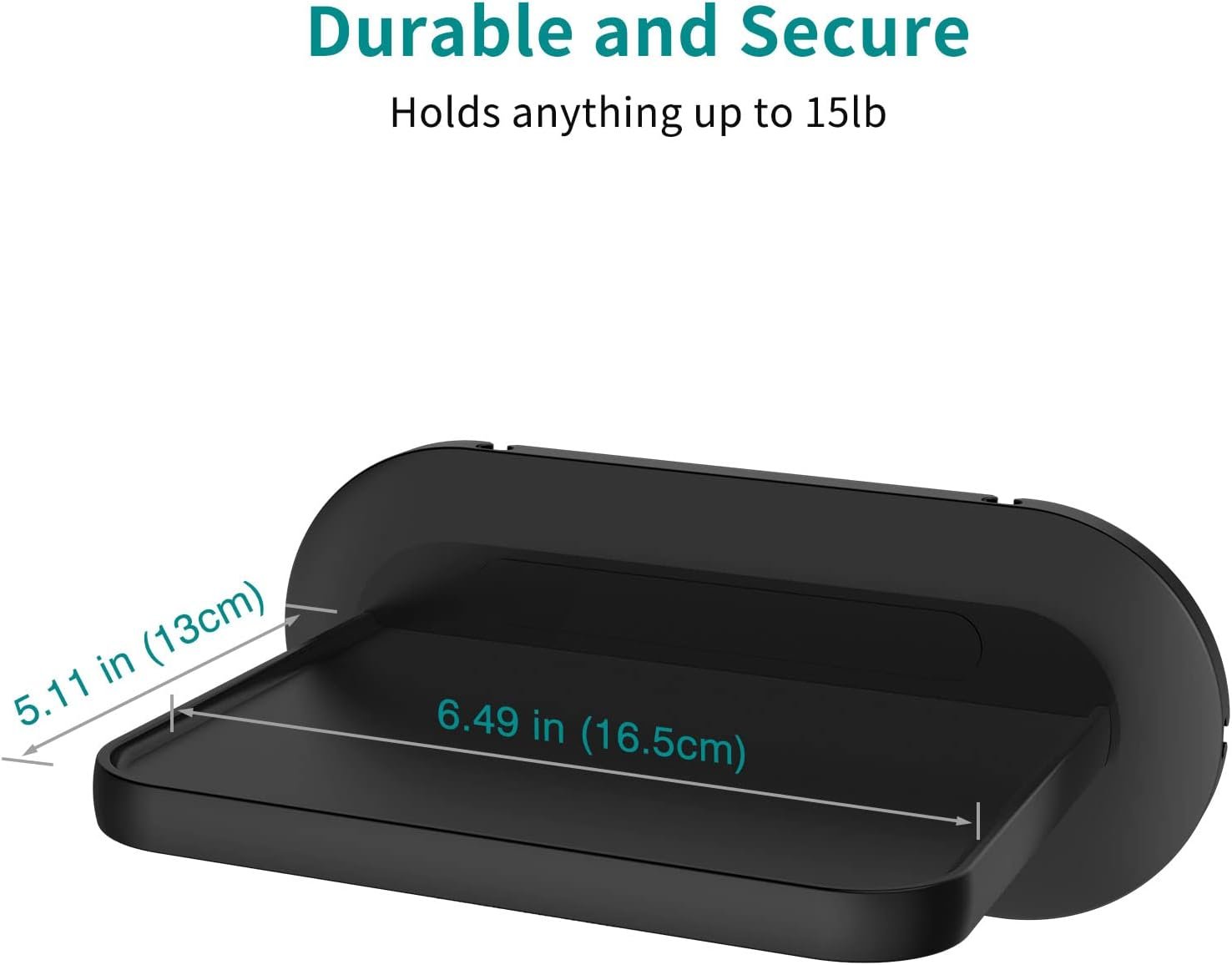 HomeMount Echo Show 5 Wall Mount - Space Saving Smart Home Holder Compatible with Google Nest Hub & Portable Speakers & Show5 (1st & 2nd & 3rd) (Black Medium Shelf 6.5 * 5.1inch) - Image 4