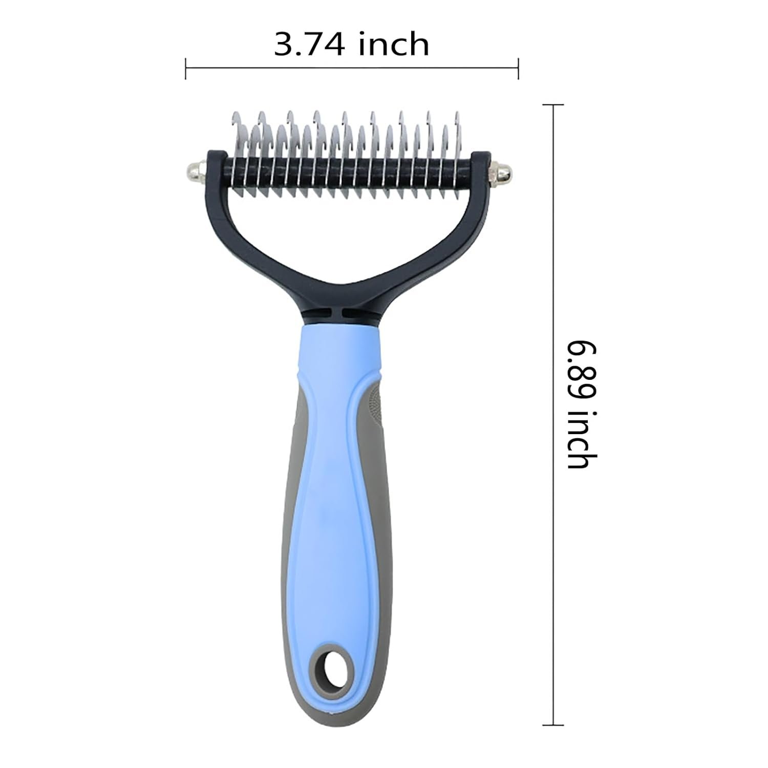 Pet Hair Removal Comb, Double-Sided Undercoat Rake for Dogs & Cats - Shedding Comb and Dematting Tool for Grooming, Deshedding Brush Dogs Shedding Tool for Long matted Haired Pets, Blue - Image 3