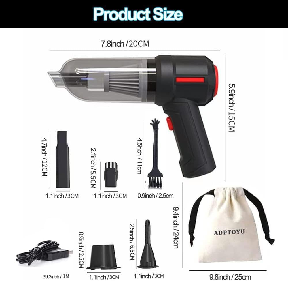 3-in-1 Portable Small Cordless handheld Vacuum Cleaner Rechargeable with 9000PA Powerful Suction for Car/Office/Home - Image 8
