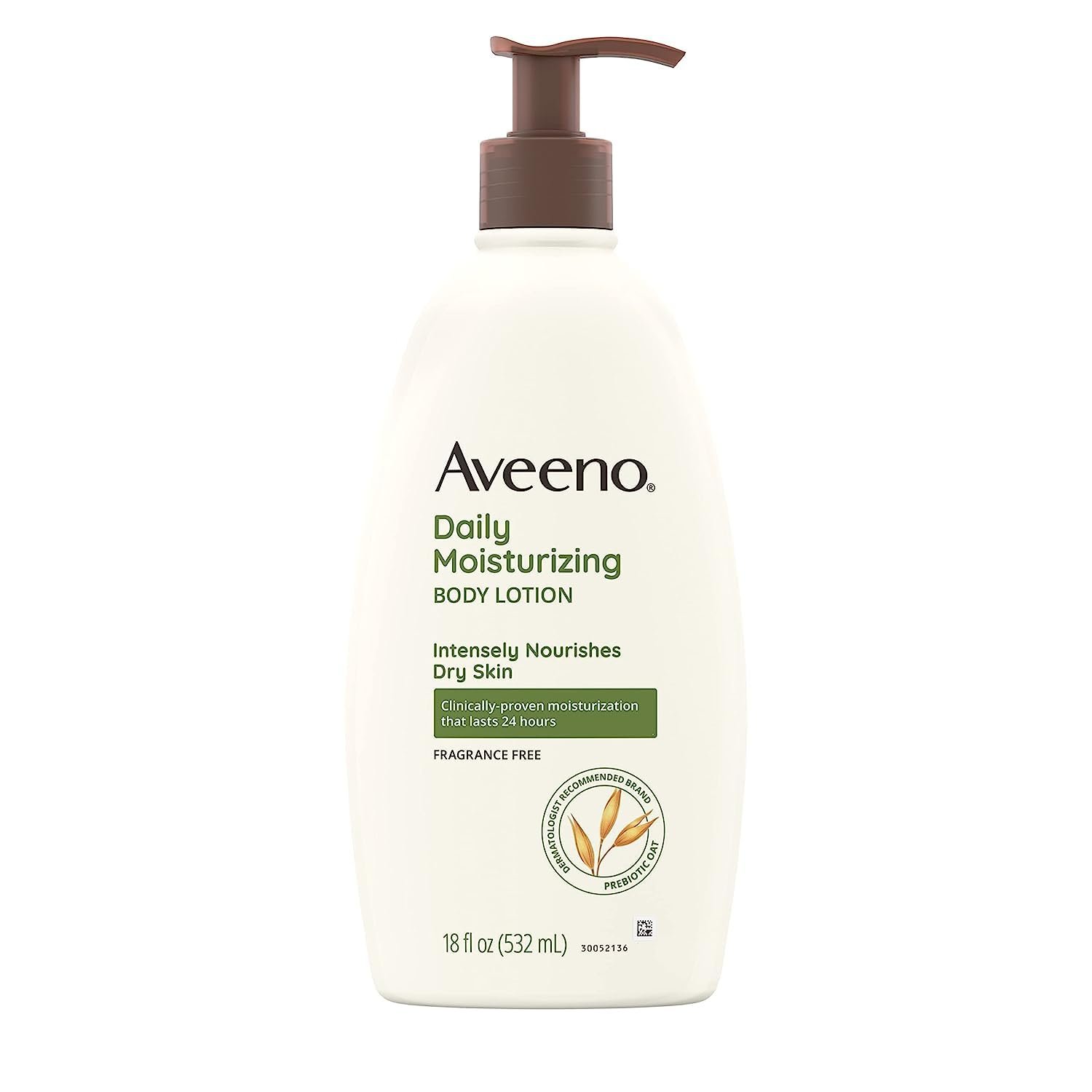 Aveeno Daily Moisturizer, Body Lotion, For Dry Skin, Prebiotic Oat Fragrance Free, 18 fl. oz, Pack of 1 - Image 2