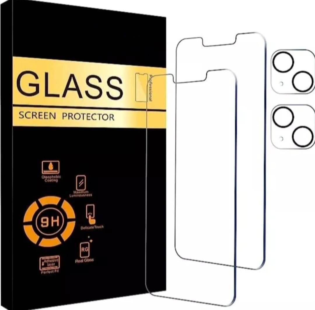 Tempered Glass Screen Protector + Camera Protector for iPhone 13, 14, 15, 2 Pack (iphone 15 pro max) - Image 2