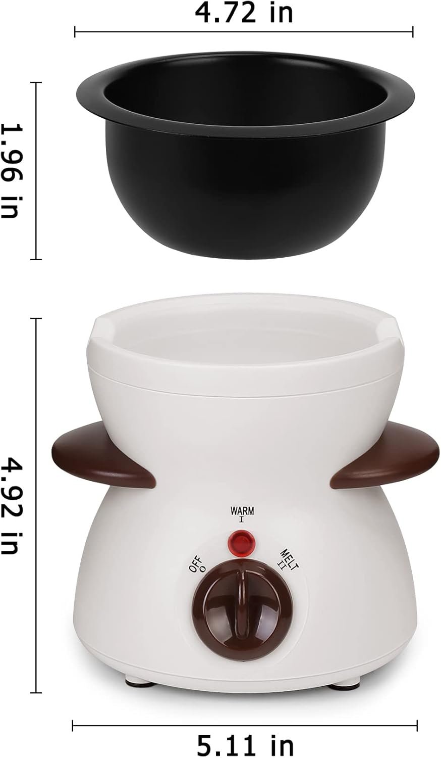 Chocolate Fondue Pot, Mini Electric Chocolate Melting Pot, Chocolate Maker Chocolate Marshmallow Candy Melting Warming Fondue Set Dipping Pot with 10pcs Forks & Removable Pot for Party, White - Image 3