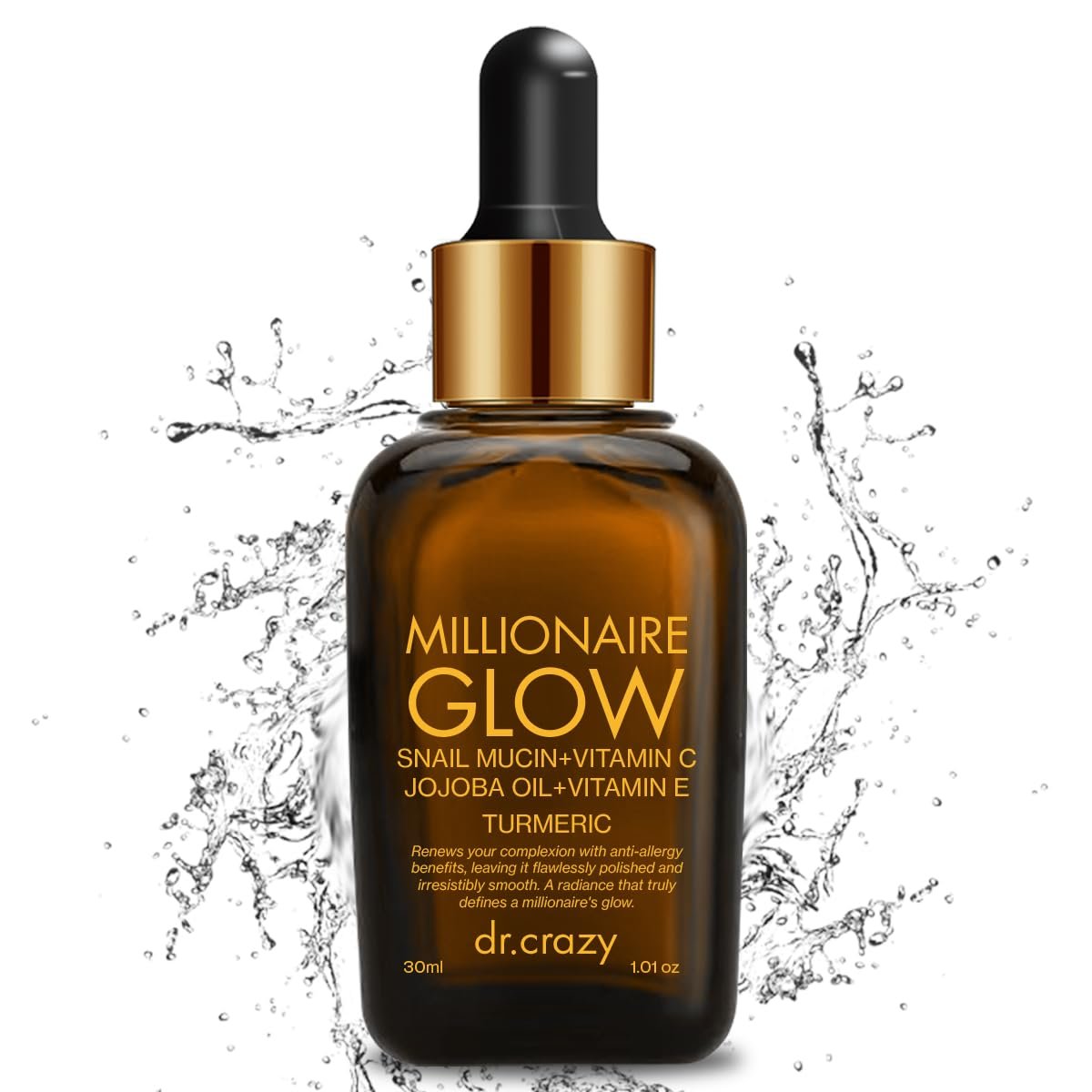 Dr Crazy Millionaire Glow Serum | Snail Mucin + Vitamin C Serum | Face Serum for Women | Jojoba Oil + Vitamin E Serum | Vitamin C Serum for Face | 30ml - Image 2