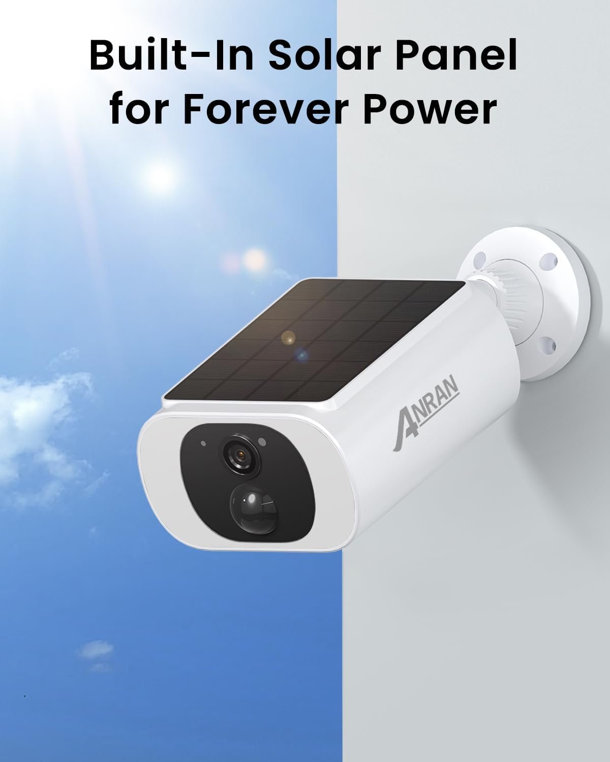 ANRAN 2K Cameras for Home Security Outside, Solar Security Cameras Wireless Outdoor, Battery Powered WiFi Surveillance with Human Detection, Color Night Vision, Spotlight, Works with Alexa (4 Pack) - Image 3