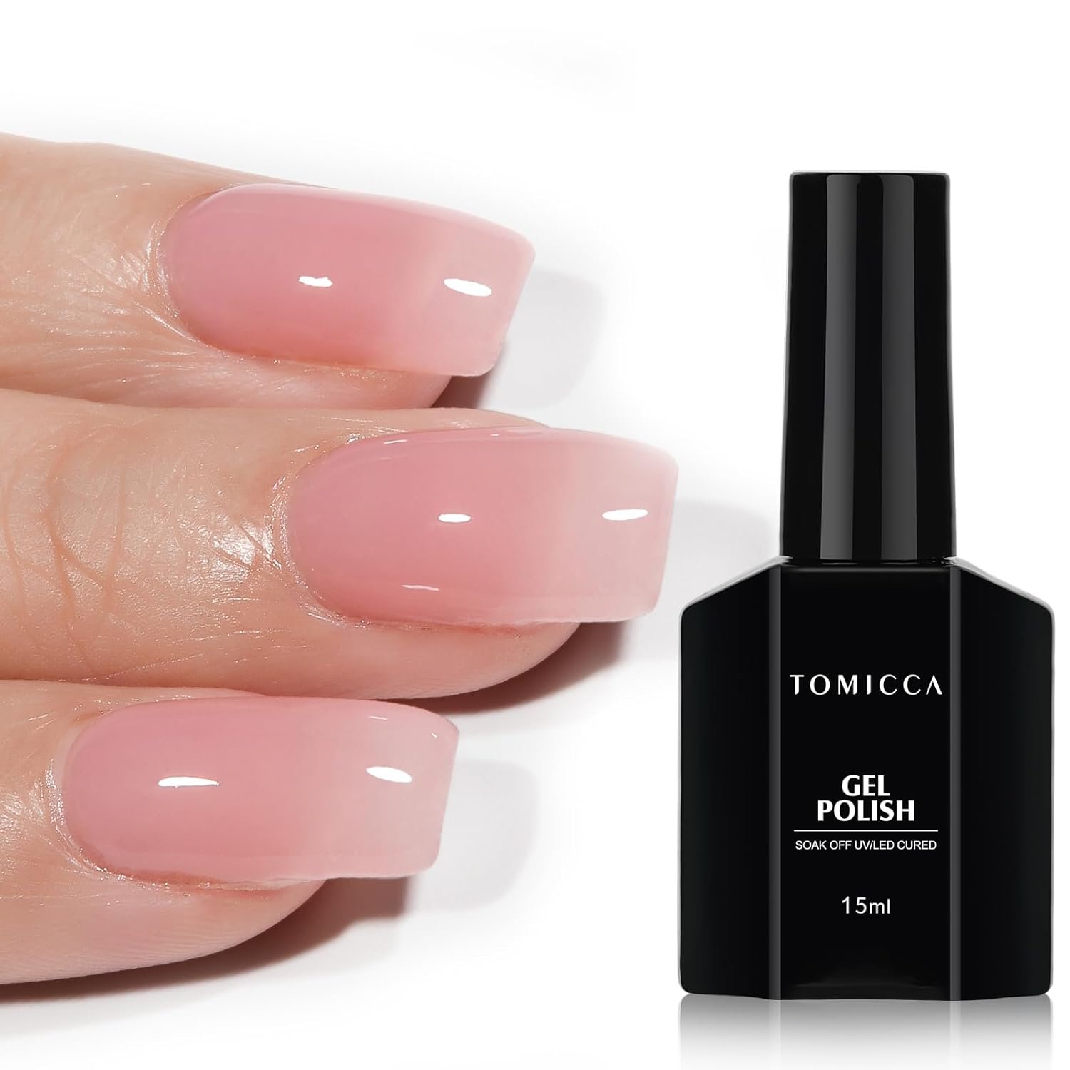 TOMICCA Pink Gel Nail Polish, Clear Pink Gel Polish, Pink Nude Gel Polish, Soak Off UV Jelly Gel Nail Polish, Sheer Translucent Colors Nail Art French Manicure DIY - Image 2