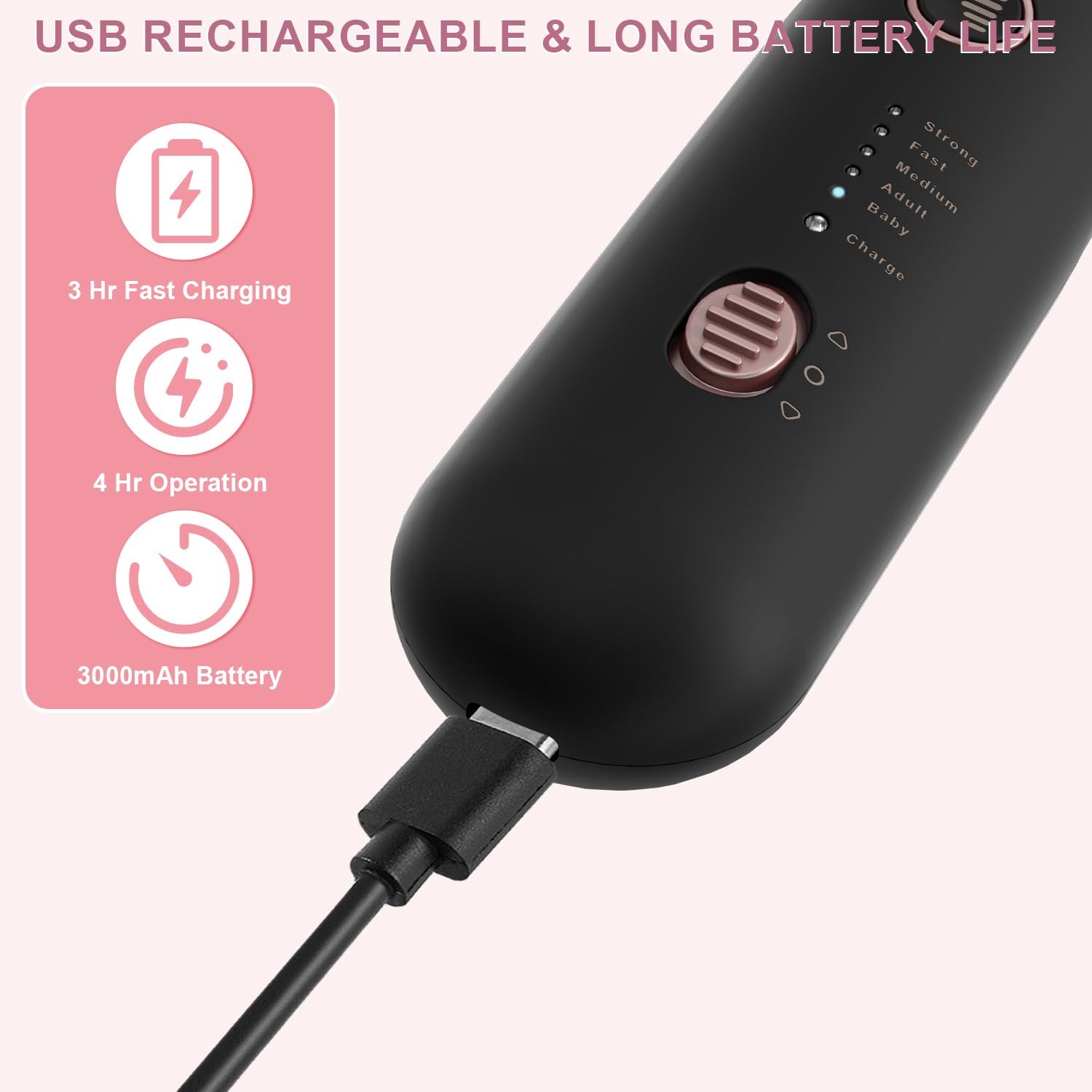 Professional Manicure Pedicure Kit, 9 in 1 Cordless Nail Drill with 100 pcs Nail Drill Bits Sanding Bands, Nail Grinder for Human, 5 Speeds Electric Nail Drill, Nail Dremel Kit for Home and Salon Use - Image 4