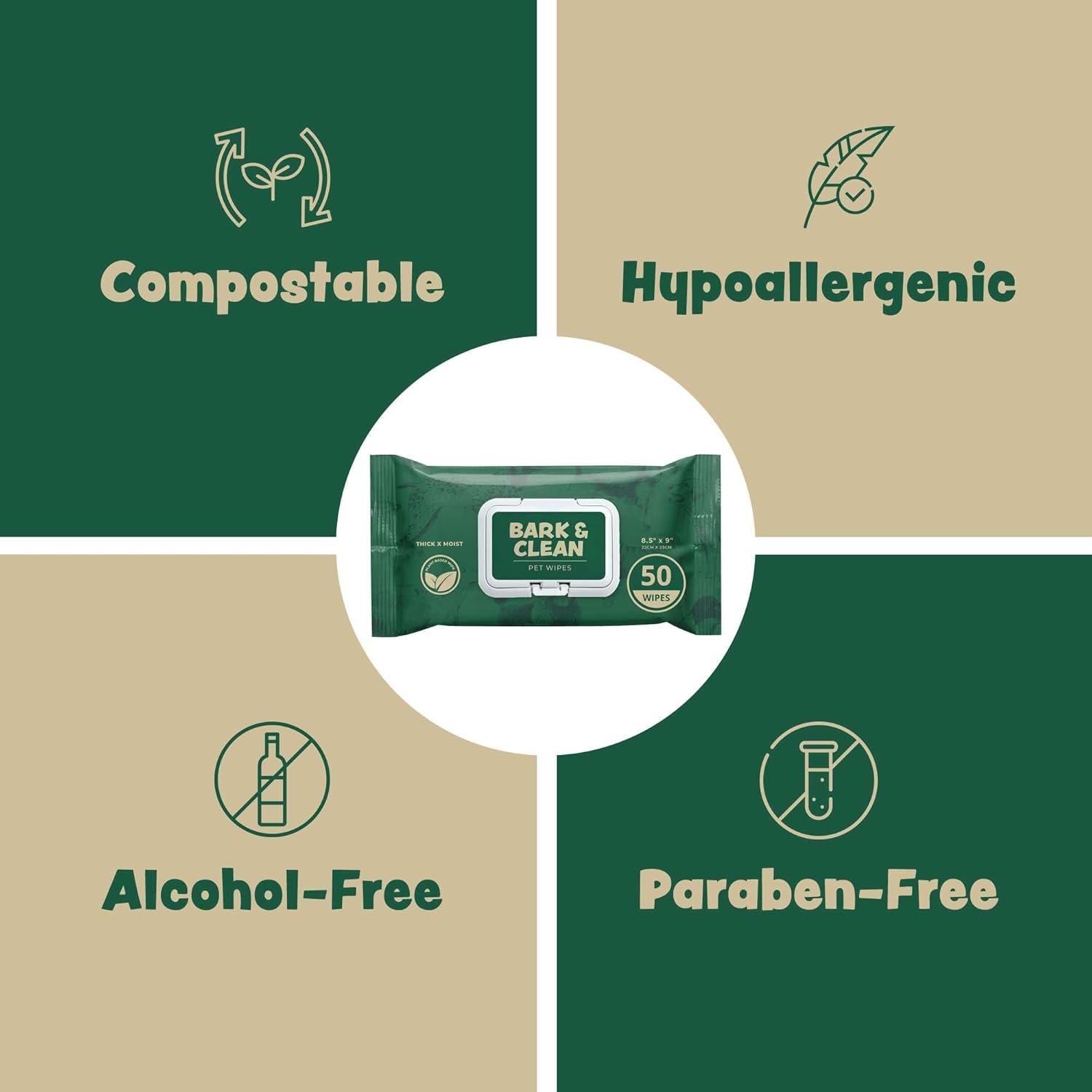 Dog Wipes for Cleaning and Deodorizing - Box of 50 Individually Wrapped 8.5" x 9" Bamboo Pet Wipes - Compostable, Hypoallergenic Puppy Wipes - Dog Wipes for Paws, Butt, and Body - Image 4