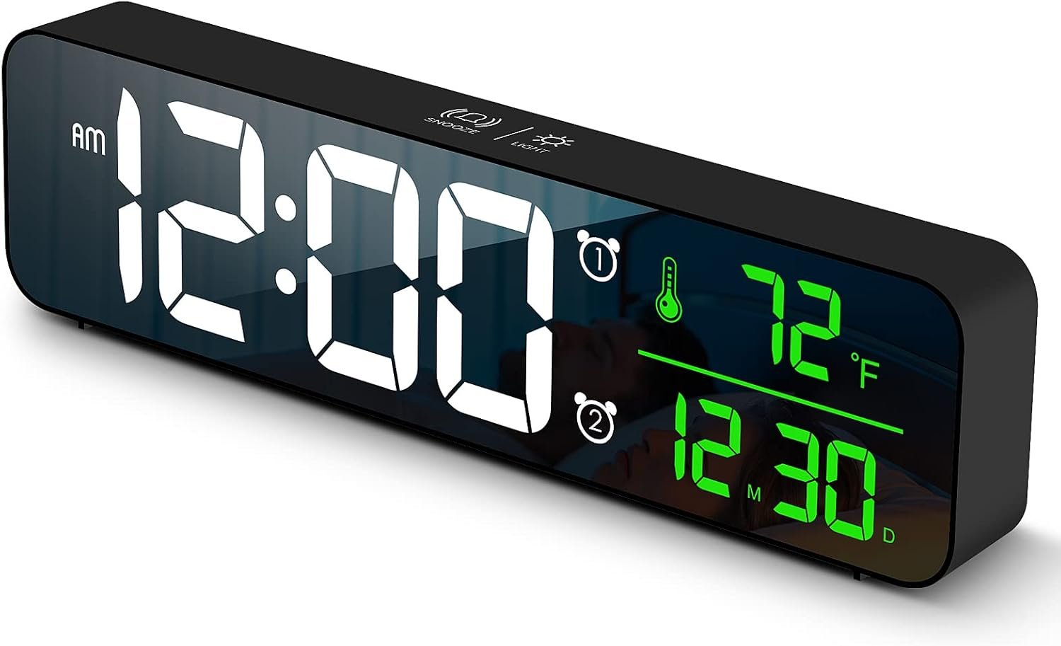 Digital Large Display Alarm Clock for Living Room Office Bedroom Decor LED Electronic Date Temp Display Wall Electric Clocks Automatic Brightness Dimmer Smart Cool Modern Desk Accessories Black - Image 2