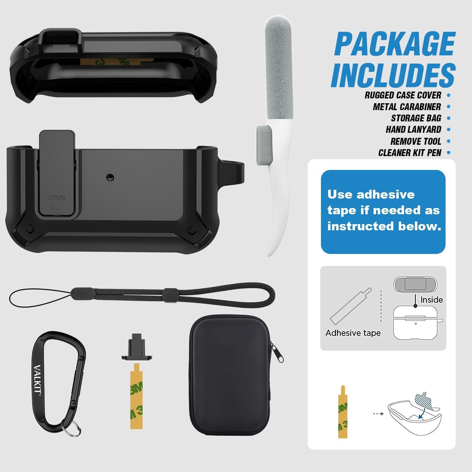 Valkit Compatible Airpods Pro 2nd/1st Generation Case Cover with Cleaner Kit, Military AirPod Pro 2 Case with Lock & Lanyard Cool Shockproof Protective Case for Airpod Pro Gen 2nd/1st(2023/2022/2019) - Image 6