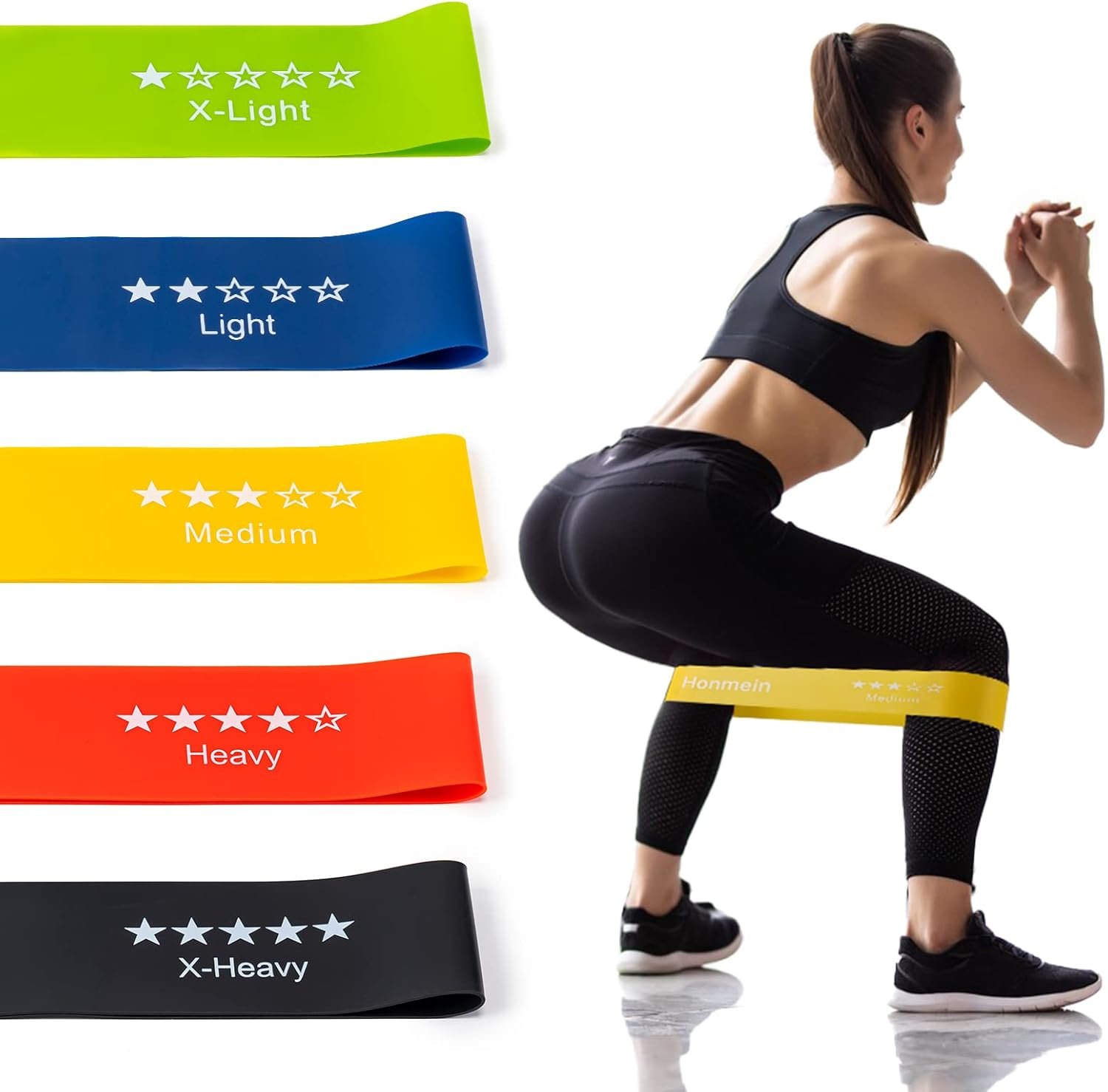 Resistance Bands for Working Out, Exercise Bands with 5 Resistance Levels Fit for Home Fitness, Strength Training, Natural Latex Resistance Band Include Instruction Guide and Carry Bag.… - Image 3