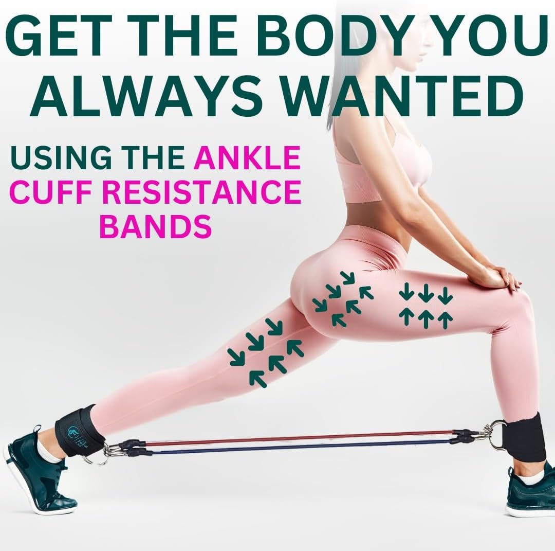 Ankle Resistance Bands with Cuffs- 3 Different Ankle Band Resistance Levels- Use Ankle Bands for Working Out- Tone Lift and Sculpt Your Booty Legs & Waist - Image 3