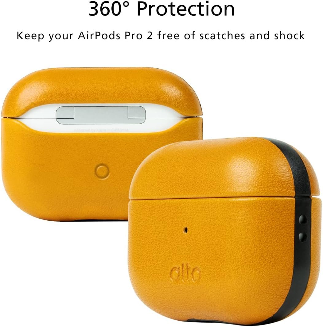 Alto Case for AirPods Pro 2 with Keychain, Italian Leather Case Cover Compatible AirPods Pro 2nd Generation 2022 Women Men Protective Hard Shell Supports Wireless Charging Front LED Visible (Brown) - Image 9