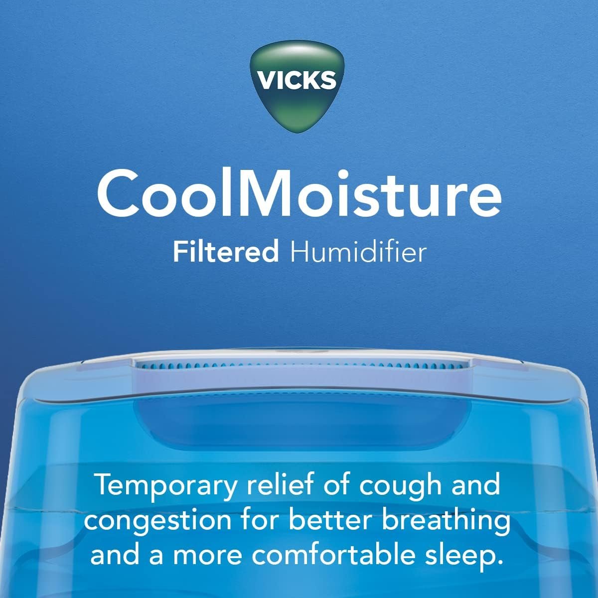 Vicks Cool Mist Humidifier with UV light. Evaporative Humidifier auto-adjusts to room humidity without over humidification. For Kids Bedrooms, Baby Rooms, and More. Use with Vicks VapoPads. - Image 3