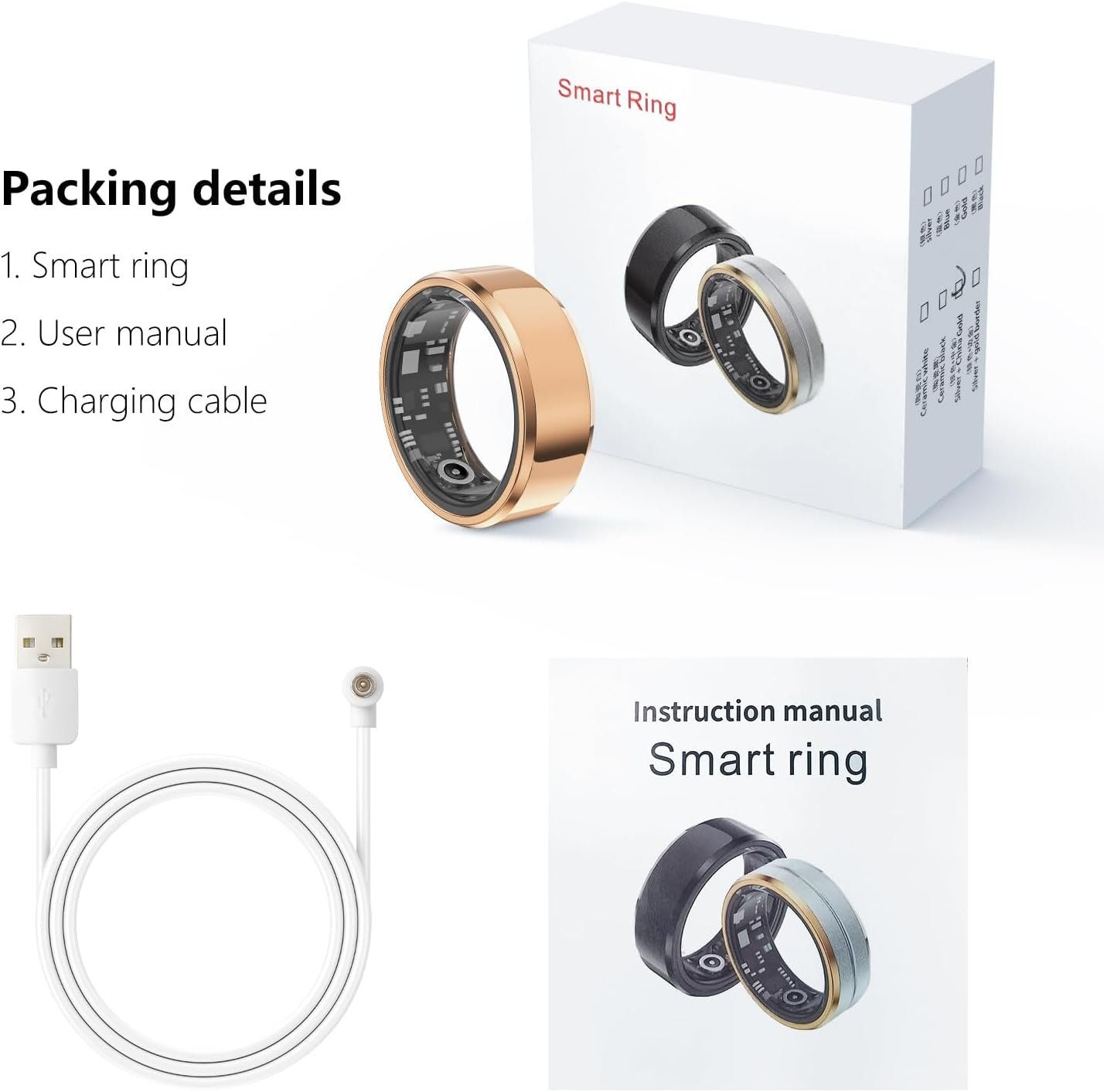 Fitness Tracker Smart Ring,Step Counter,Heart Rate Blood Oxygen Sleep Tracker Health Ring, 5ATM Waterproof Long Battery Life Smart Rings Compatible with iOS & Android (Rose Gold, US 8) - Image 9