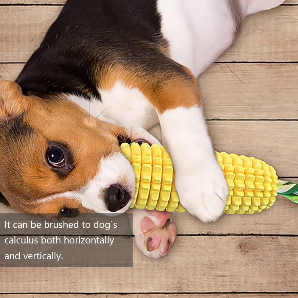 Dog Chew Toys Squeak NonSqueak,Toothbrush Cleaning Teeth,Interactive Relieve Boredom Corn Toys,Puppy Aggressive Chewer and Other Medium,Large Dog - Image 2