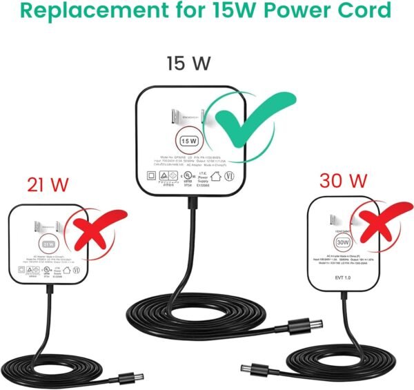 15W Power Cord Replacement for Echo Dot 5th Gen, 4th Gen, 3rd Gen, Dot Kids Edition, Dot with Clock, Pop, White DC Charger Adapter with 5ft Cable - Image 4