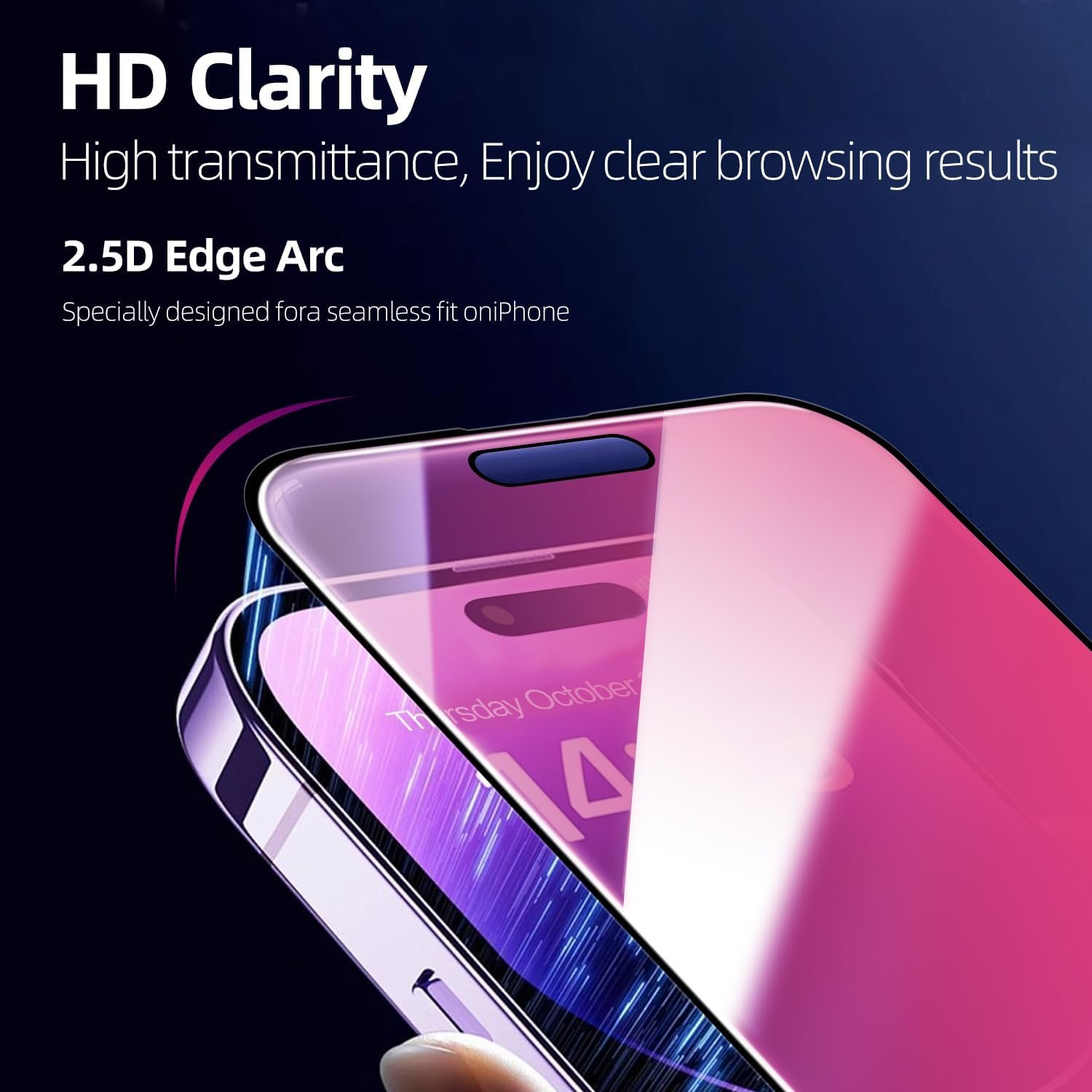2 Pcs Dazzling Gradient Colorful Anti-Spy Tempered Glass Screen Protector Compatible with iPhone 15 pro max, Electroplated Anti-Blue Light, HD Anti-scratch Privacy Protection, 6.7 inch with Aid Frame - Image 5