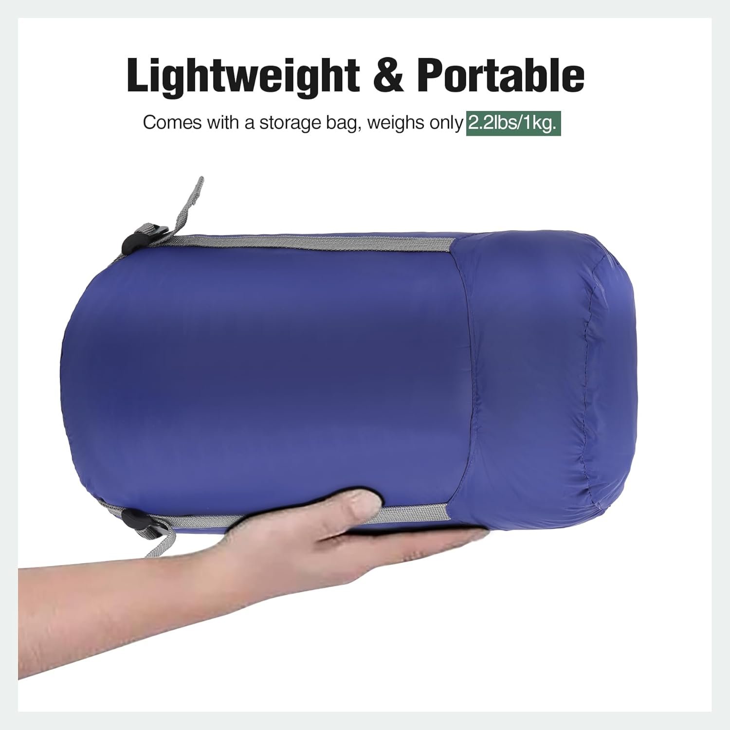 Camp Poncho Sleeping Bag, Wearable Hooded Stadium Blanket Sack Cold Weather for Adult, Blue - Image 10