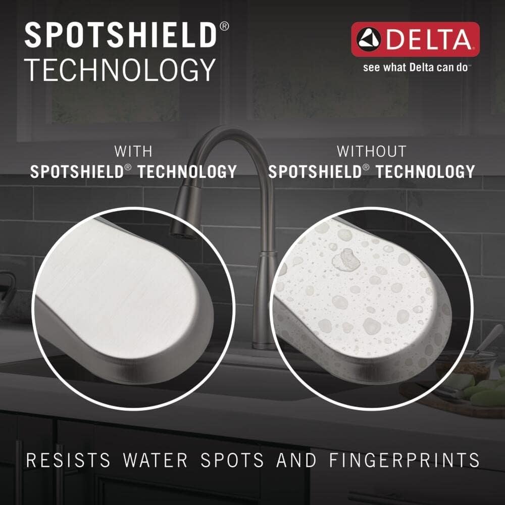 Delta Faucet Lenta Brushed Nickel Kitchen Faucet, Kitchen Faucets with Pull Down Sprayer, Kitchen Sink Faucet, Faucet for Kitchen Sink, Magnetic Docking Spray Head, SpotShield Stainless 19802Z-SP-DST - Image 6